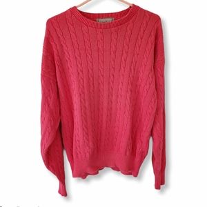 Vibrant Bright Pink/Coral Chunky Knit Sweater